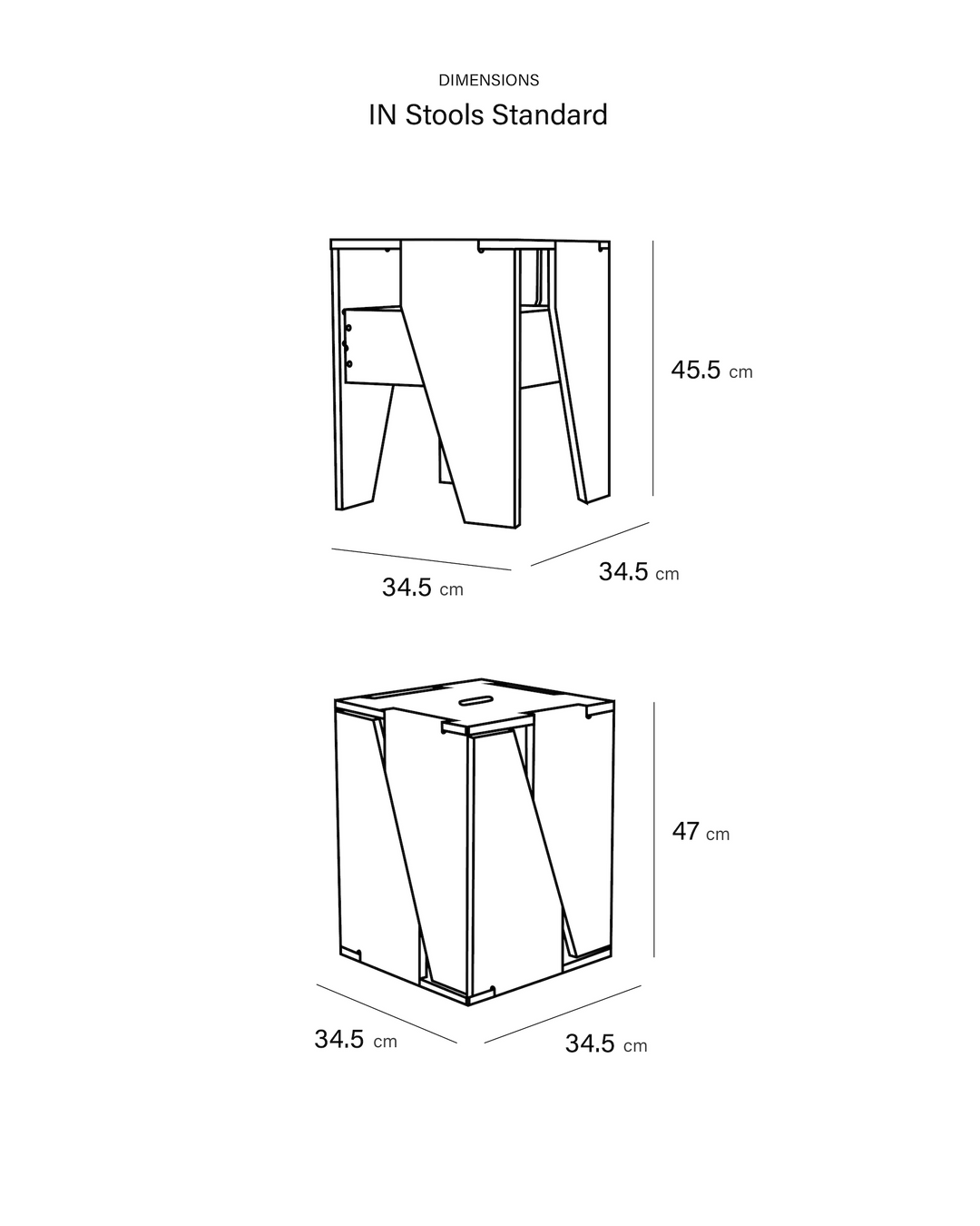 planos taburetes apilables encajan tamaño grande