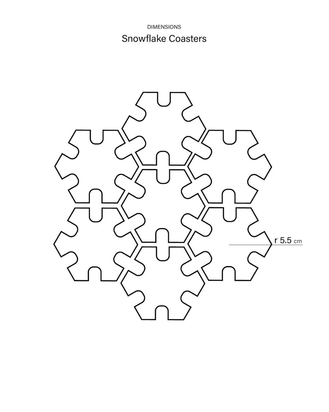 plano posavasos de madera snowflake